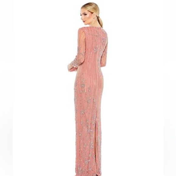 Mac Duggal embellished high neck illusion long sleeve gown 11136 NWT 12 - Picture 4 of 12